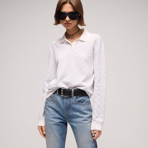 Women's Fine Knit Viscose GG Jacquard Sweater