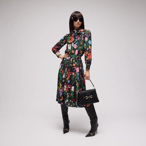 Women's Printed Silk Crêpe de Chine Dress