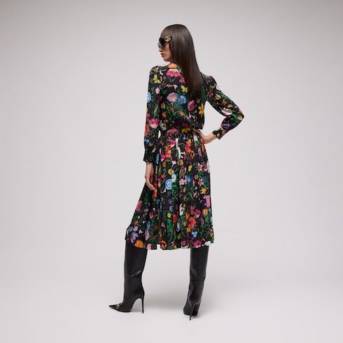 Women's Printed Silk Crêpe de Chine Dress