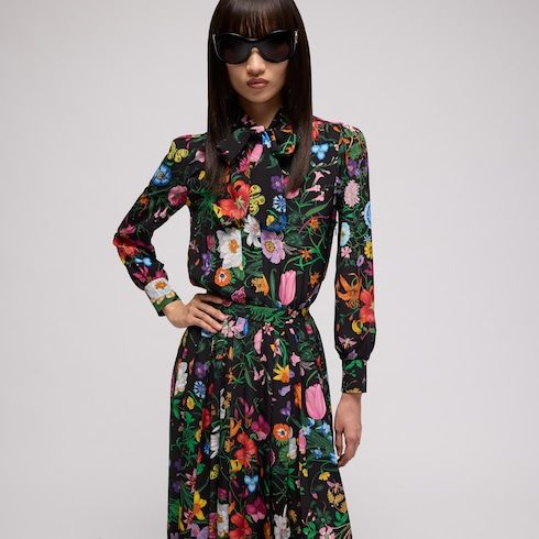 Women's Printed Silk Crêpe de Chine Dress