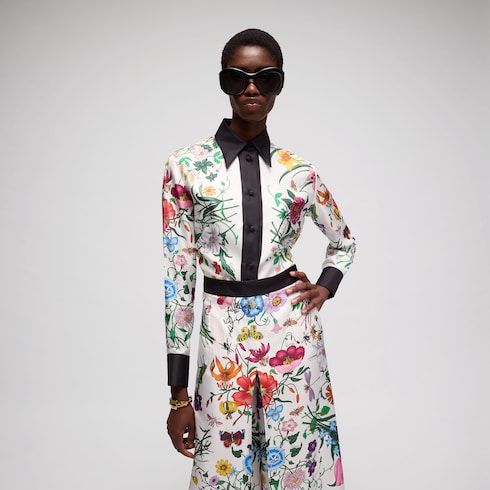 Women's Printed Silk Twill Shirt