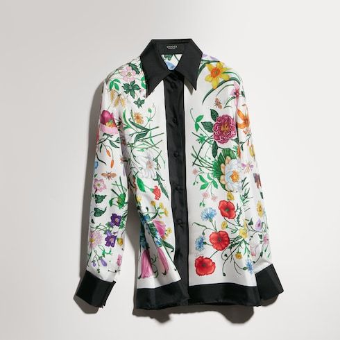 Women's Printed Silk Twill Shirt