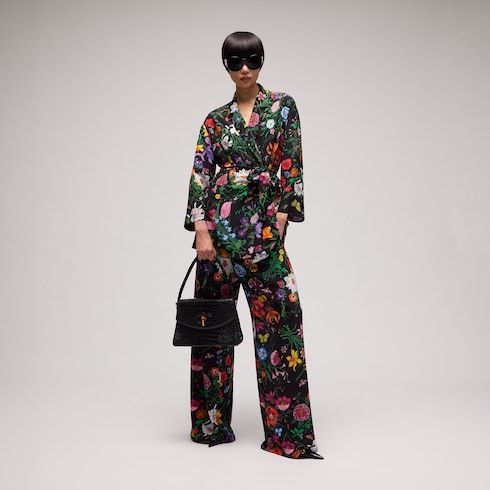 Women's Printed Silk Crêpe de Chine Leisure Pants
