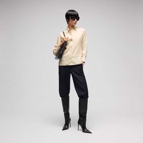 Women's Crest Jacquard Silk Habotai Shirt