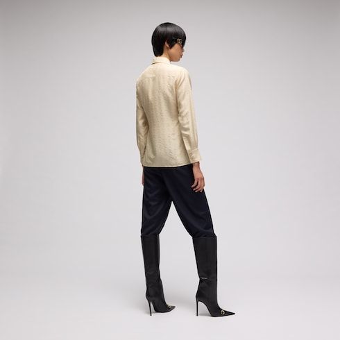 Women's Crest Jacquard Silk Habotai Shirt