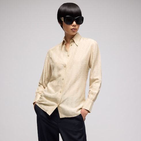Women's Crest Jacquard Silk Habotai Shirt