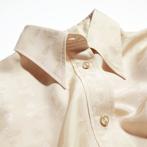 Women's Crest Jacquard Silk Habotai Shirt
