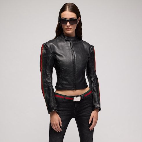 Women's Treated Calf Leather Biker Jacket