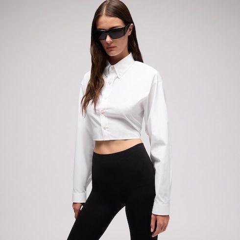 Women's Cropped Cotton Poplin Shirt