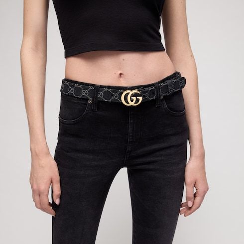 Women's Double G Buckle Denim Belt