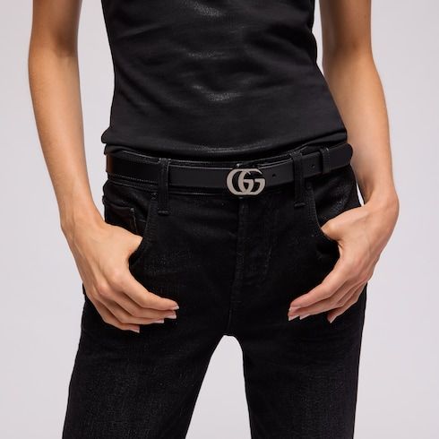 Women's Thin Double G Buckle Leather Belt