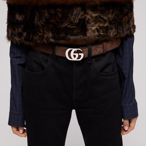Women's Double G Buckle Suede Belt