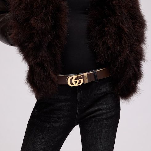 Women's Reversible Double G Buckle Canvas Belt