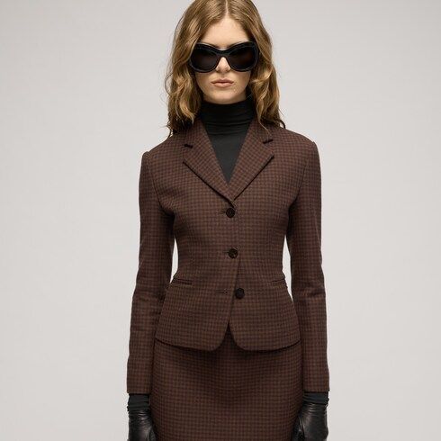 Women's Gingham Wool Jacket