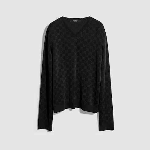 Women's Fine Knit Viscose GG Jacquard Sweater