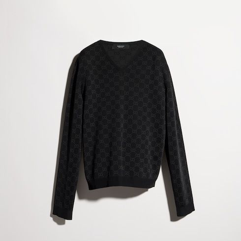 Women's Fine Knit Viscose GG Jacquard Sweater