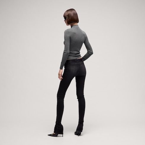 Women's Fine Rib Knit Wool Top