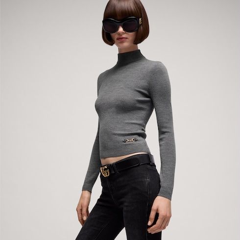 Women's Fine Rib Knit Wool Top