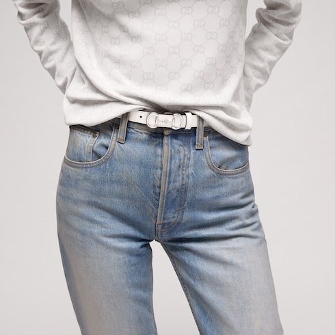 Women's Thin Horsebit Buckle Leather Belt