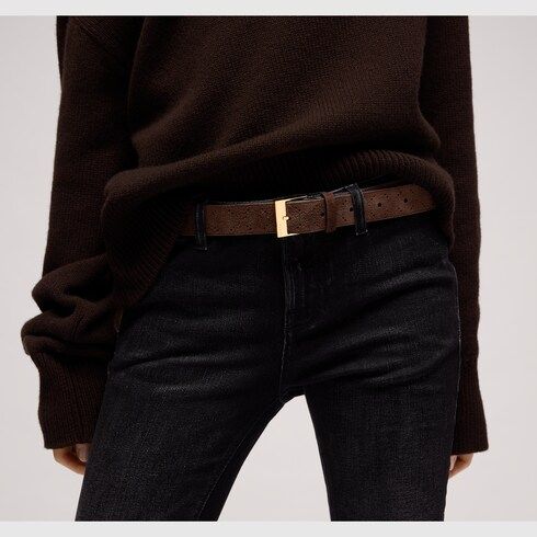 Women's Squared Buckle Suede Belt