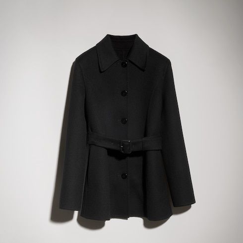 Women's Wool Silk Collarless Coat
