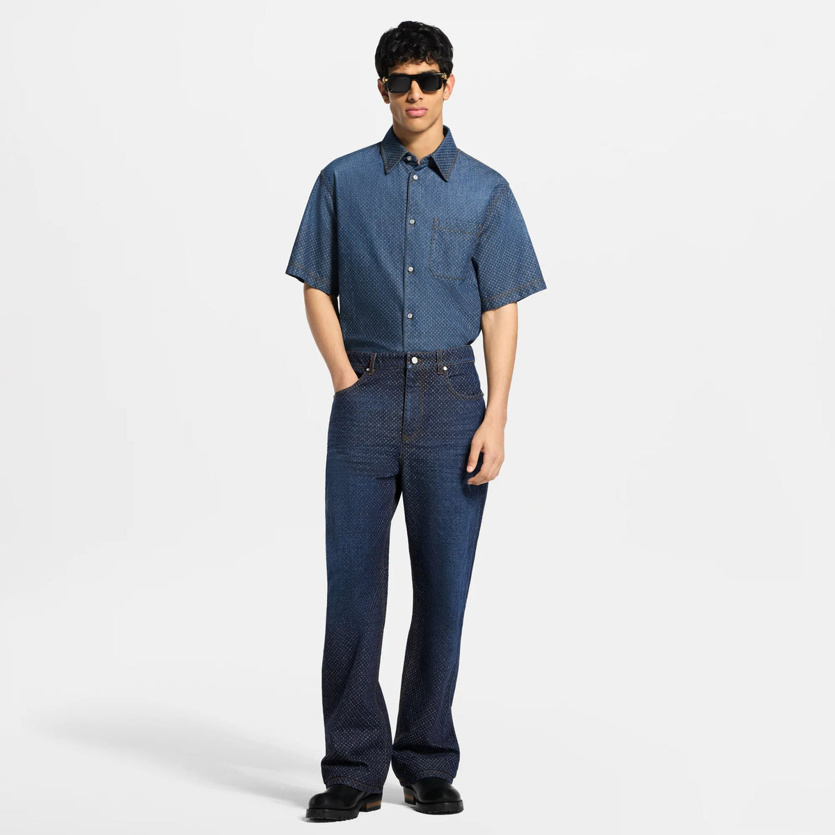 Men's Reflective Chambray Short-Sleeved Shirt