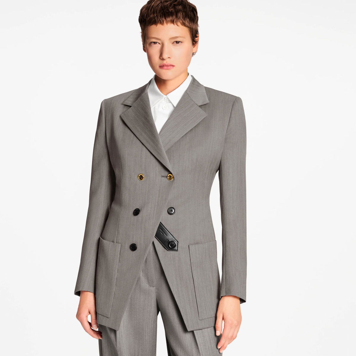 Women's Asymmetrical Double-Breasted Wool Blazer