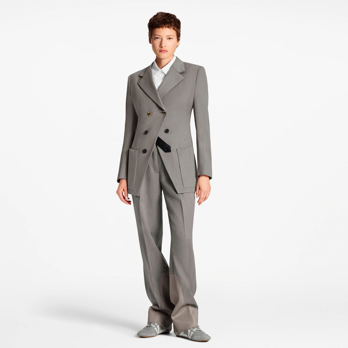 Women's Asymmetrical Double-Breasted Wool Blazer
