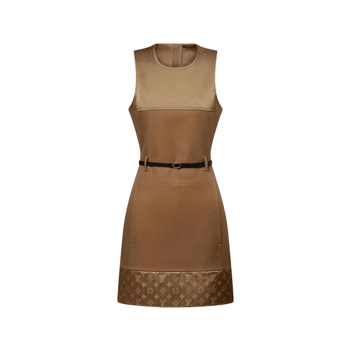 Women's Bi-Material Belted Dress