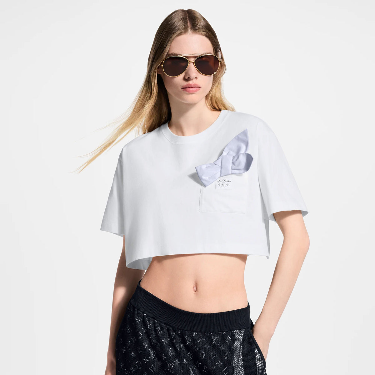 Women's Bow Pocket Crop Top