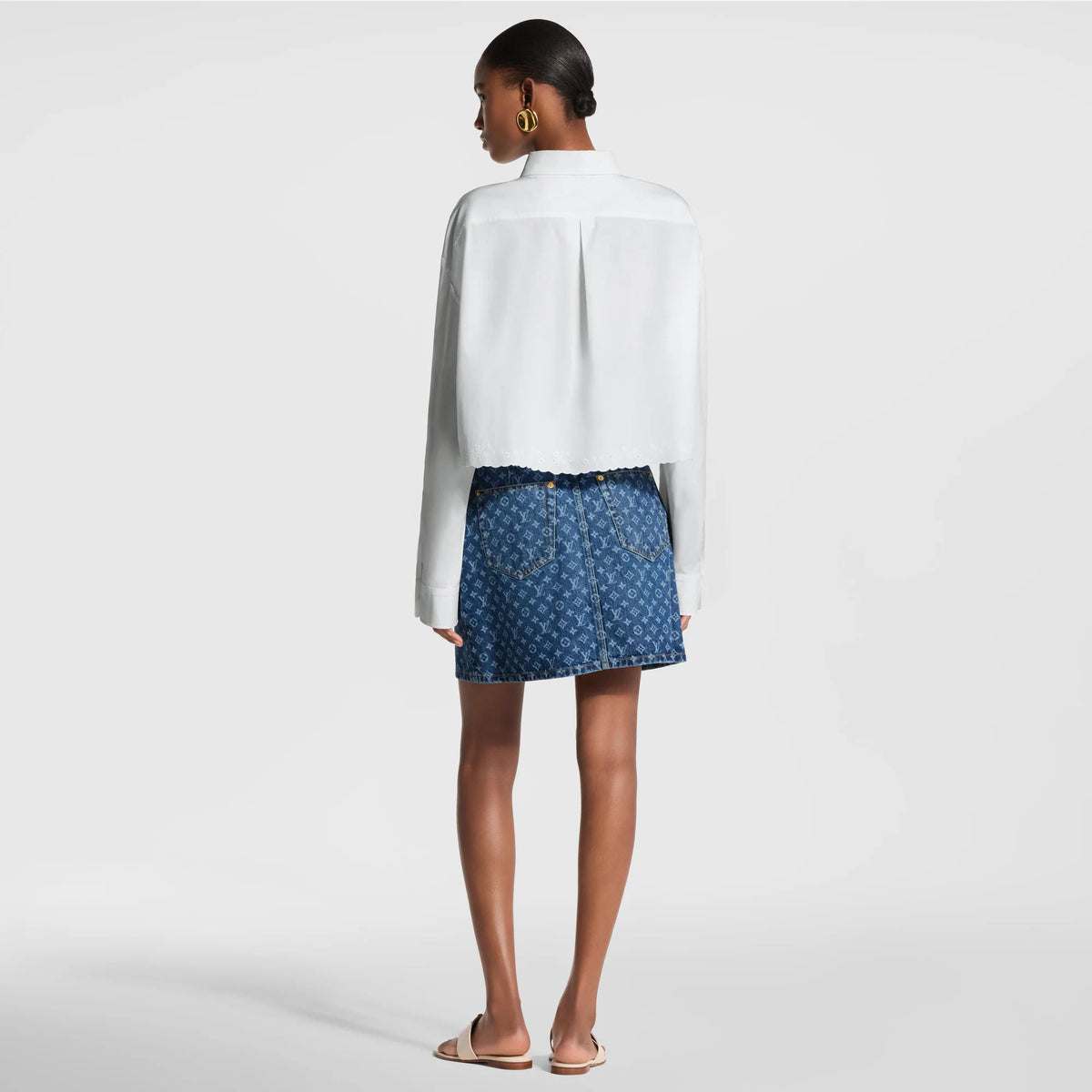 Women's Broderie Trim Cropped Shirt