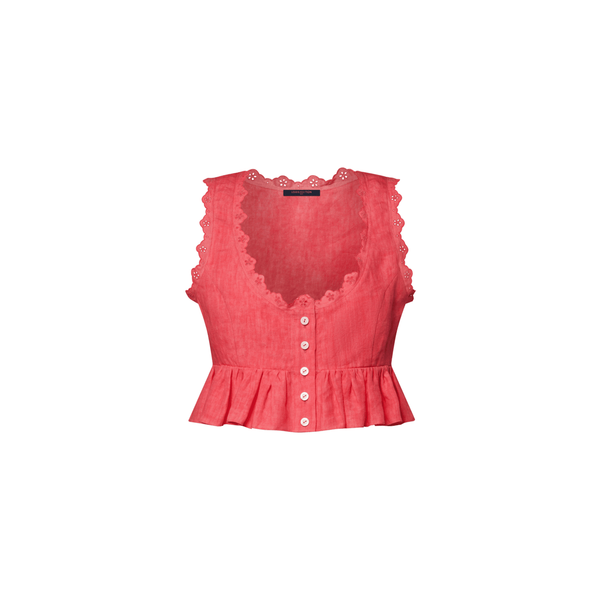 Women's Broderie Trim Peplum Crop Top