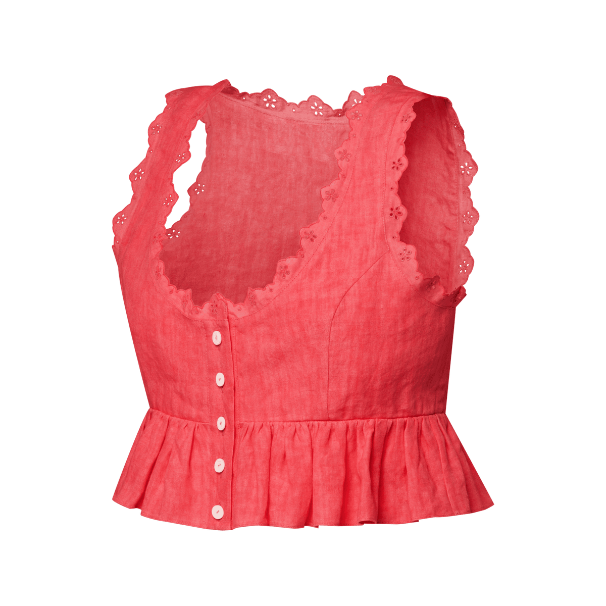 Women's Broderie Trim Peplum Crop Top