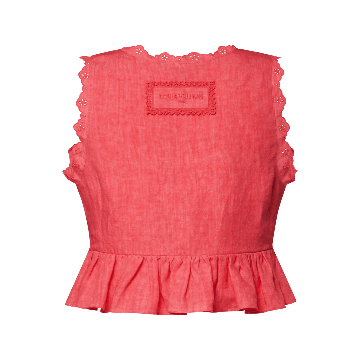 Women's Broderie Trim Peplum Crop Top