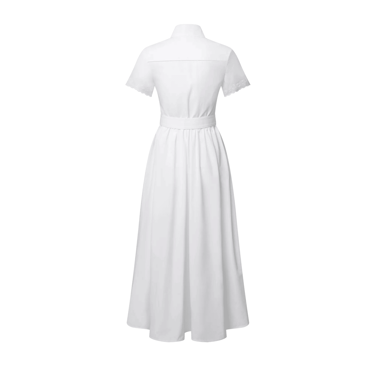 Women's Broderie Trim Belted Shirt Dress