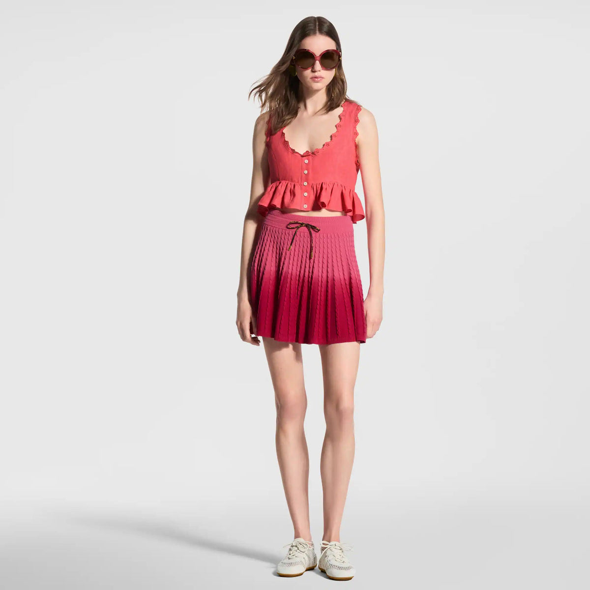 Women's Broderie Trim Peplum Crop Top