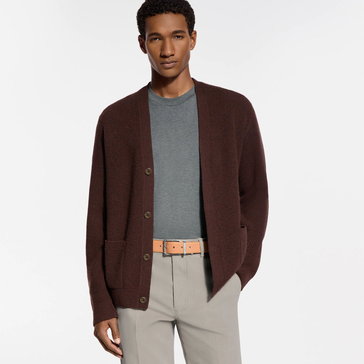 Men's Ribbed Cashmere Cardigan