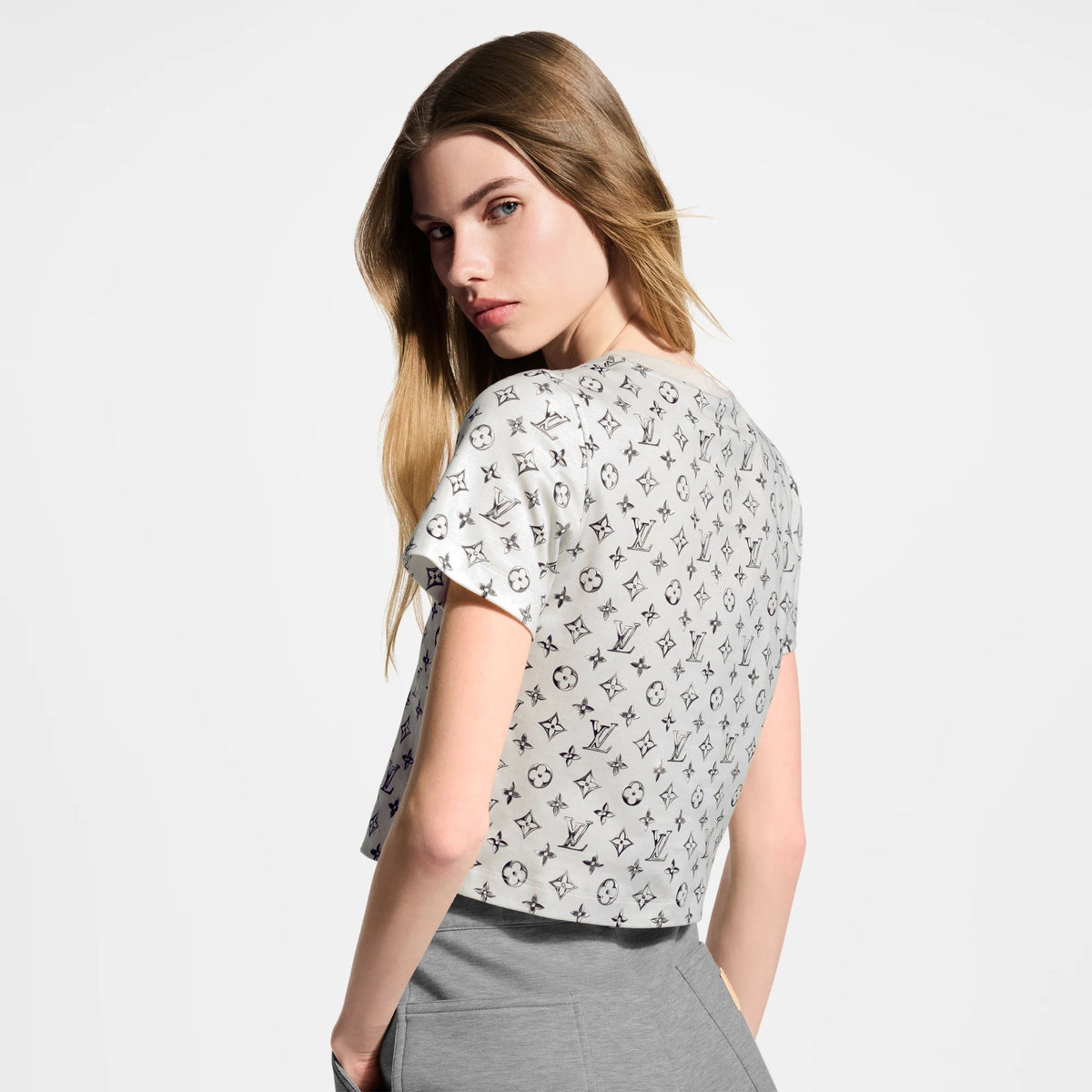 Women's Chrome Monogram Cotton Crop Top