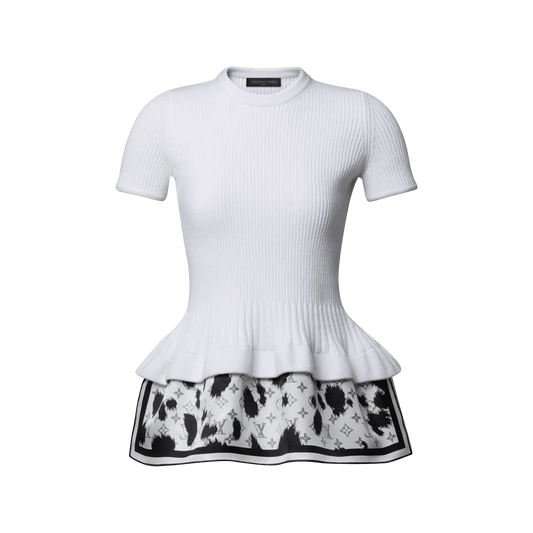 Women's Cow Print Insert Knit Top