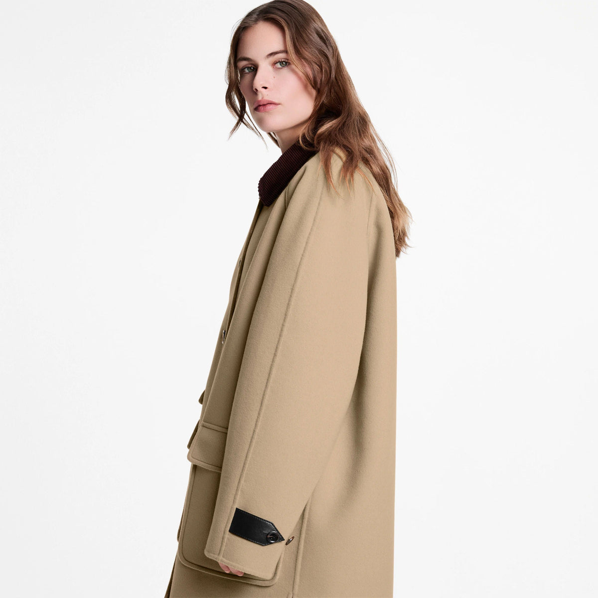 Women's Contrast Collar Button-Up Coat