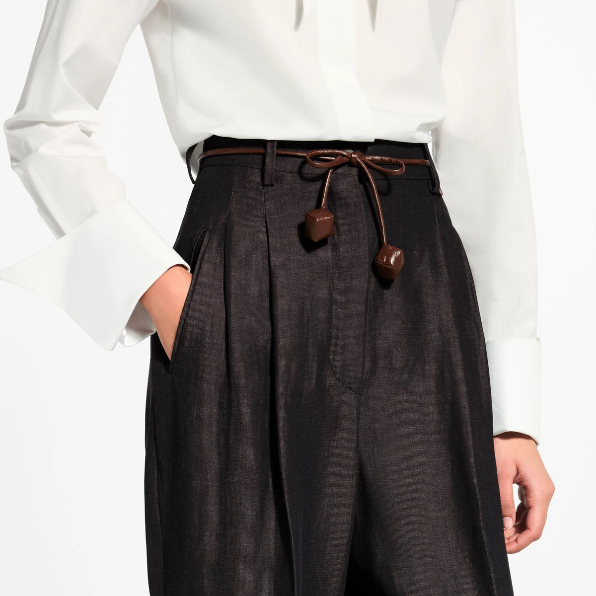 Women's Cord Belt Tailored Pants