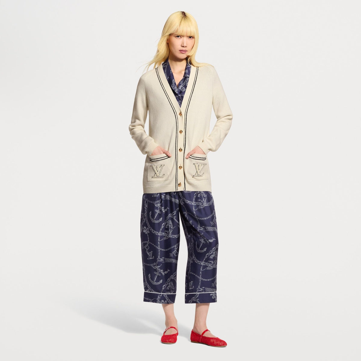 Women's Contrast Accent Oversized Cardigan