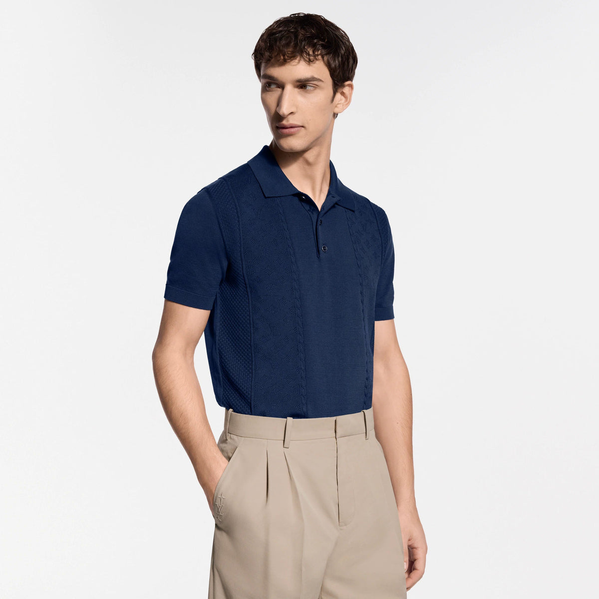 Men's Cotton-Silk Pointelle Polo Shirt