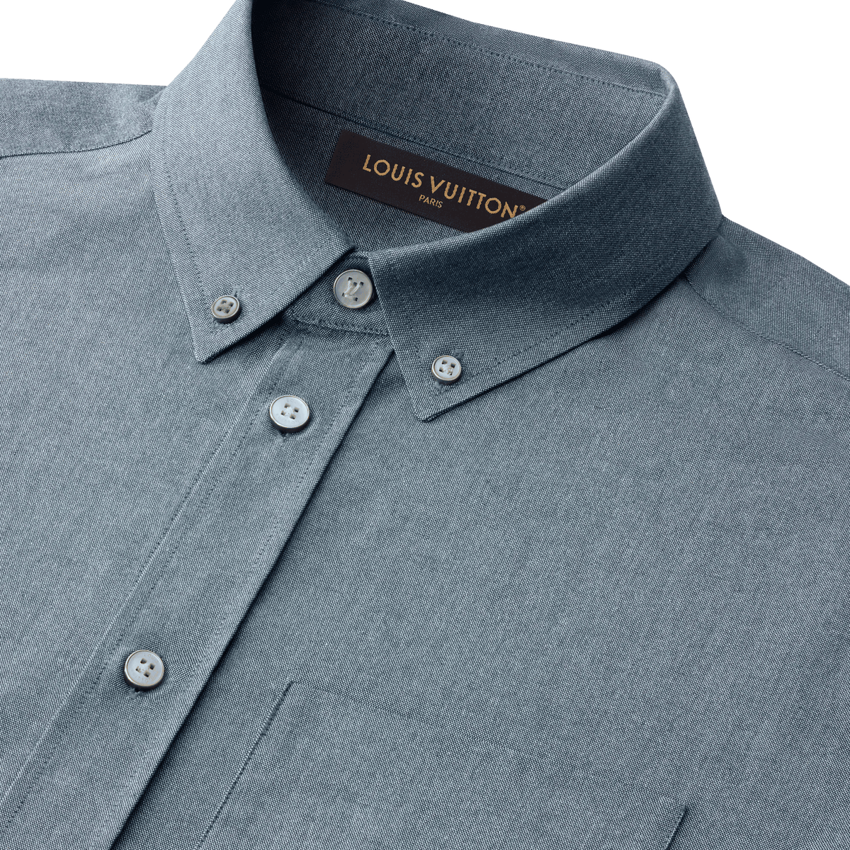 Men's Cotton-Silk Chambray Long-Sleeved Shirt
