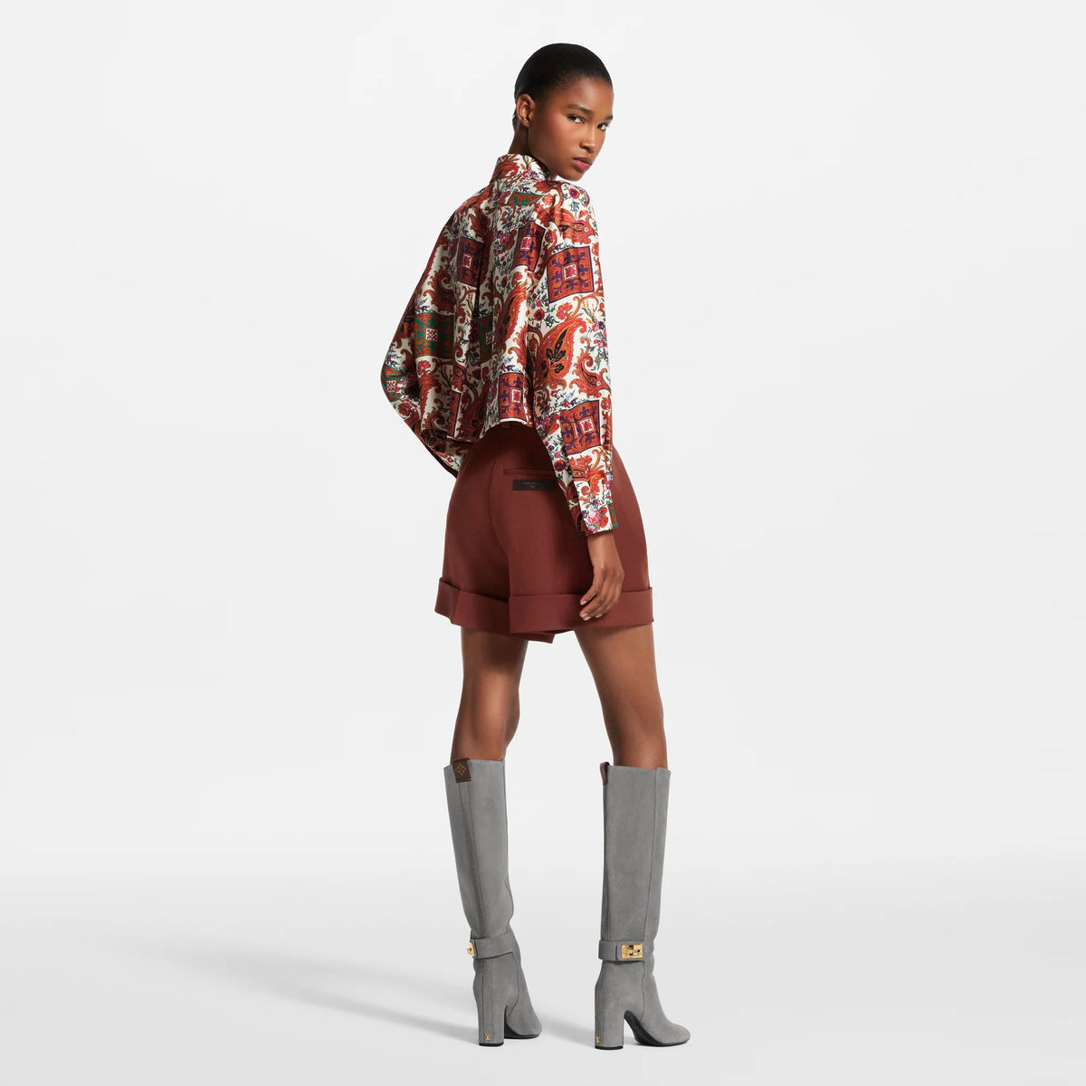 Women's Cropped Paisley Silk Shirt