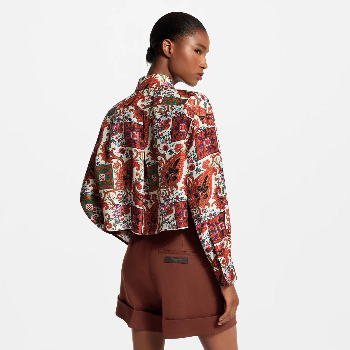 Women's Cropped Paisley Silk Shirt
