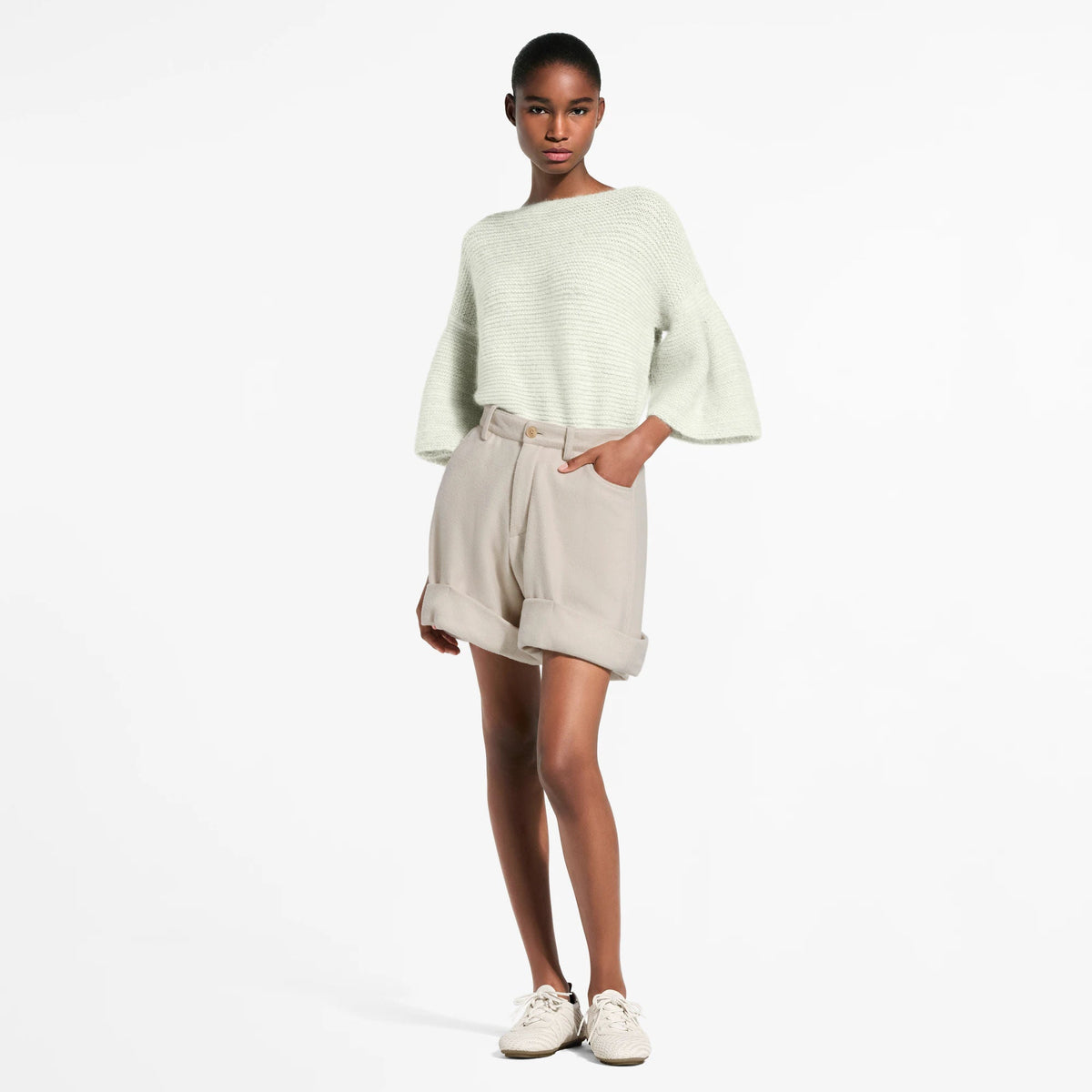Women's Cuffed Wool-Cashmere Shorts