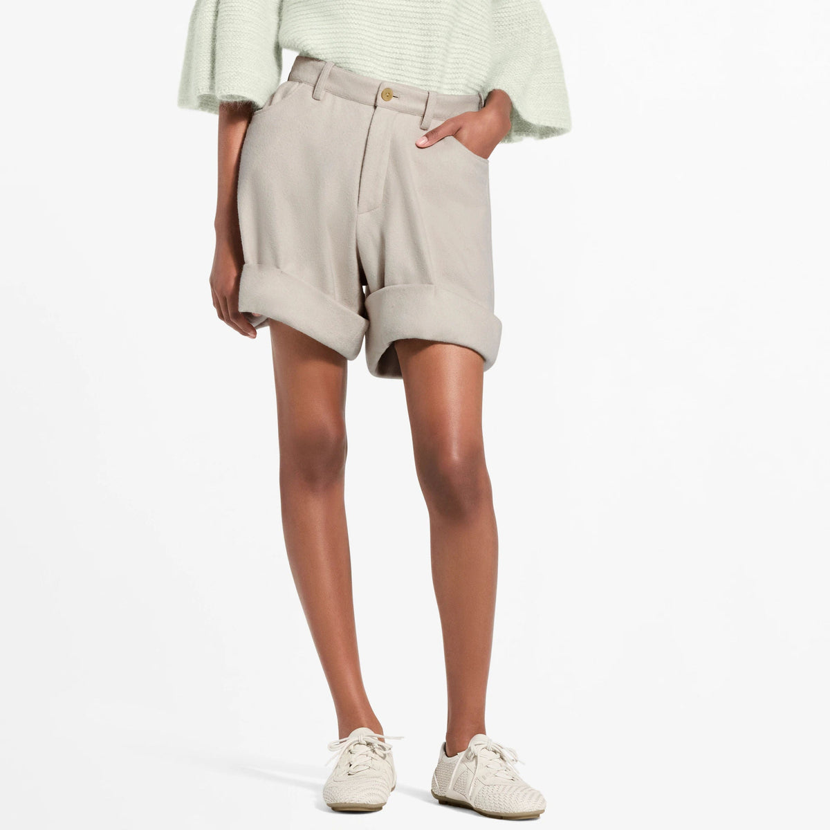 Women's Cuffed Wool-Cashmere Shorts