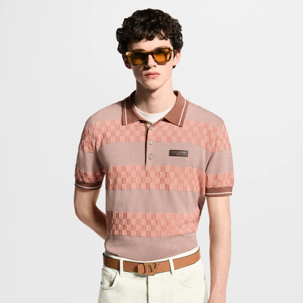 Men's Damier Striped Polo Shirt