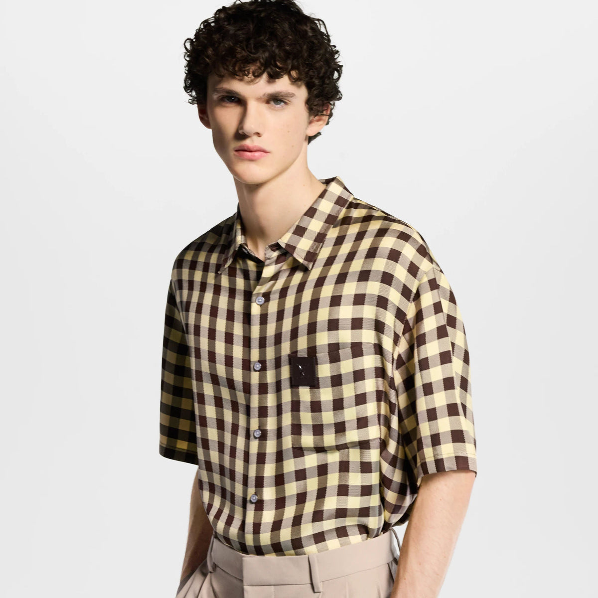 Men's Damier Jacquard Short-Sleeved Shirt